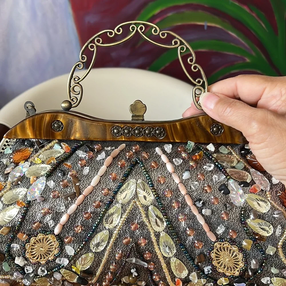 Vintage Repo Lucite Beaded Colorful Bag - Picture 3 of 11
